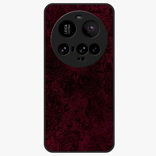 Crimson Fade Flow Glass Case showing flat back view with flowing crimson gradient artwork and glossy glass finish.