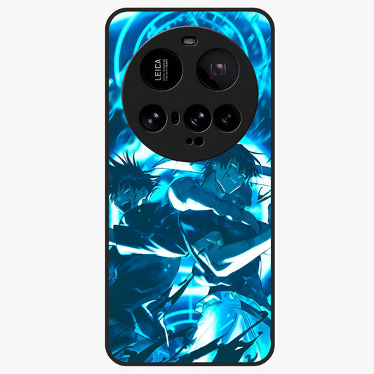 Cursed Energy Clash Glass Case showing flat back view with intense cursed energy artwork and glossy glass finish.
