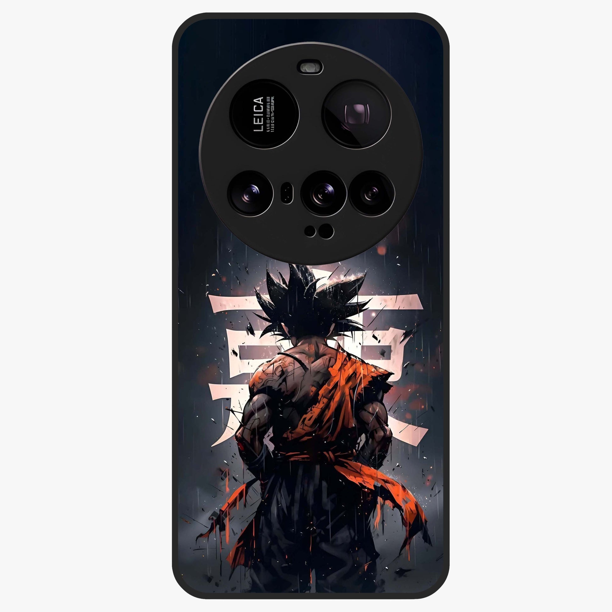 Dark Warrior In Rain Glass Case showing flat back view with warrior artwork in rainy atmosphere and glossy glass finish.