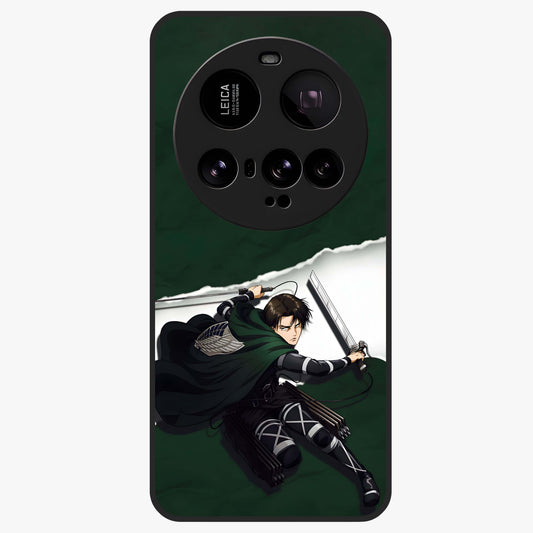 Emerald War Vanguard Glass Case showing flat back view with powerful warrior themed artwork and glossy glass finish.
