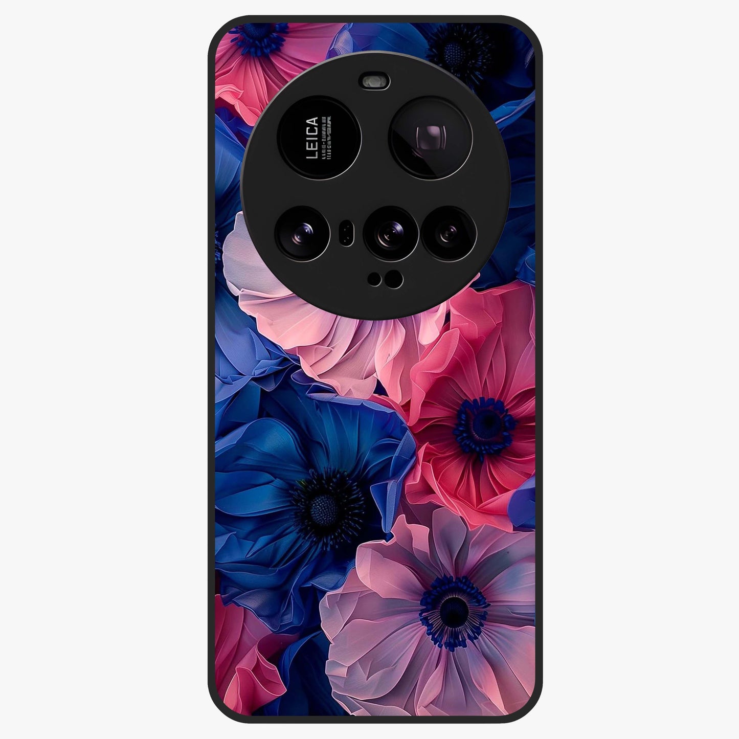 Flower Paper Art Pattern Glass Case showing flat back view with paper cut style floral artwork and glossy glass finish.