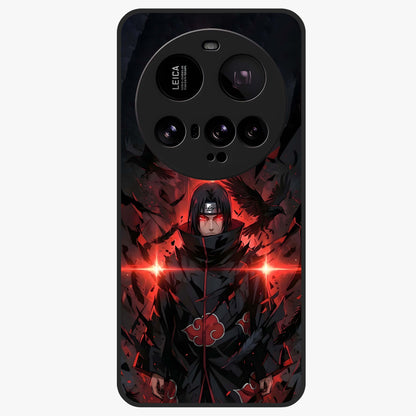 Focused Blade Discipline Glass Case showing flat back view with warrior sword themed artwork and glossy glass finish.
