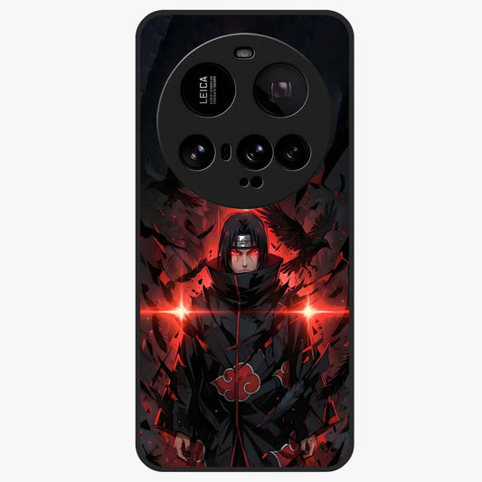 Focused Blade Discipline Glass Case showing flat back view with warrior sword themed artwork and glossy glass finish.