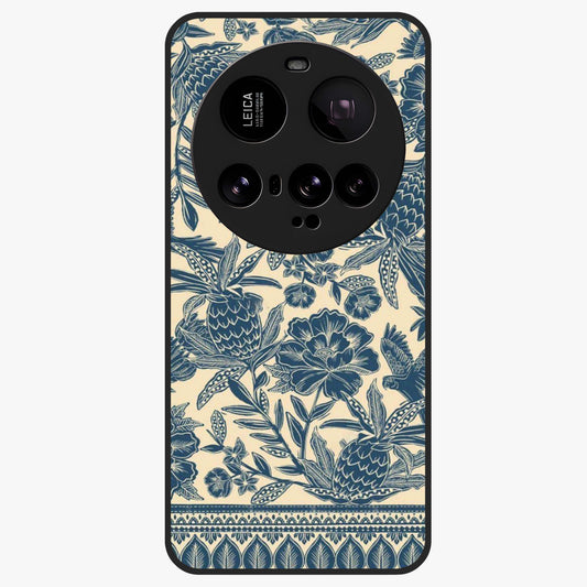 Heirloom Wild Bloom Glass Case showing flat back view with vintage inspired wild flower artwork and glossy glass finish.