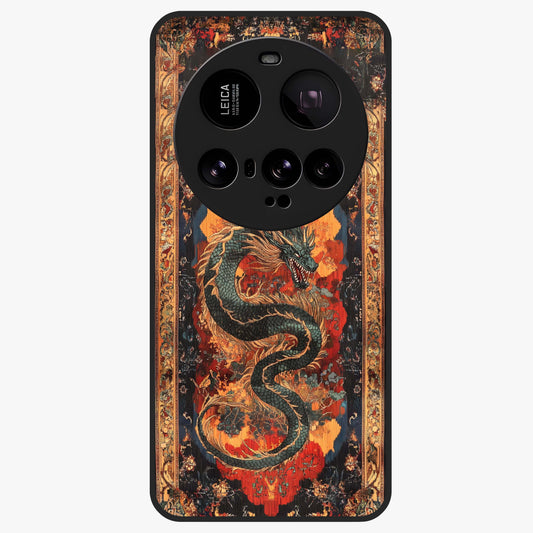 Inferno Dragon Soul Glass Case showing flat back view with fiery dragon artwork and glossy glass finish.