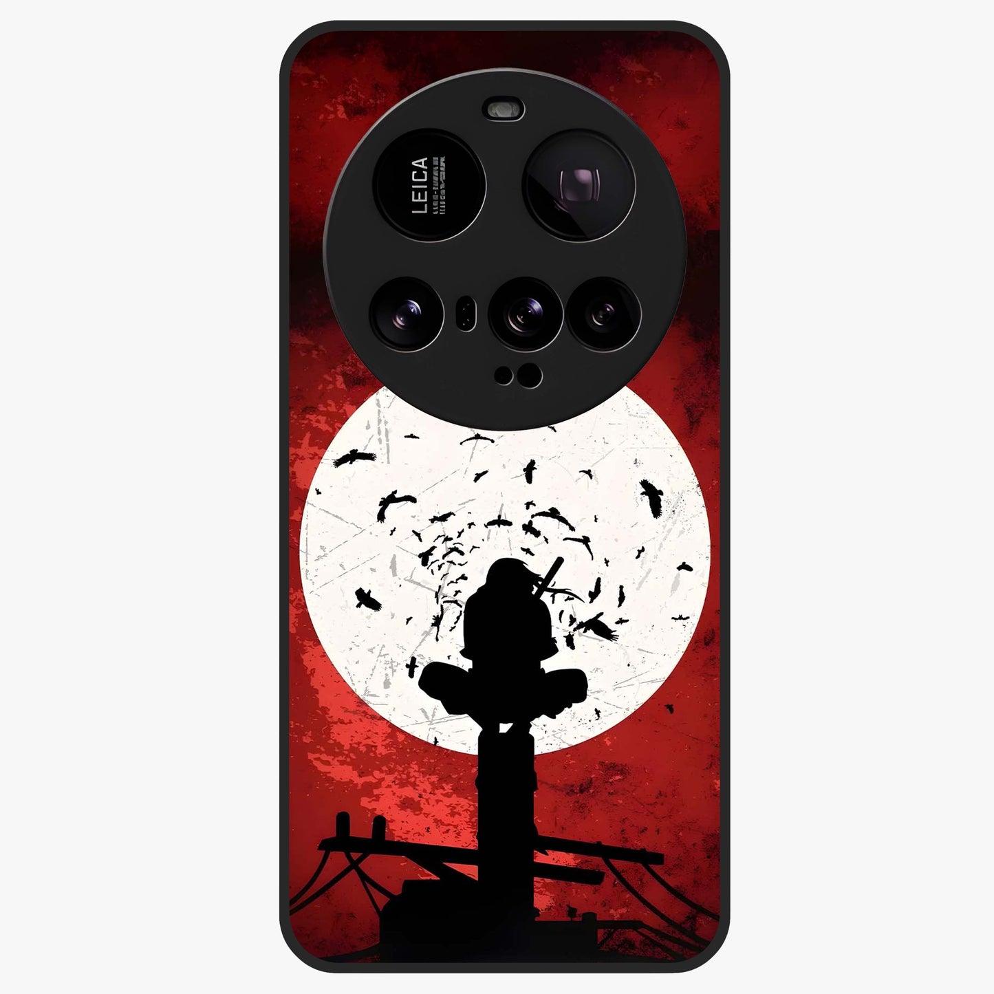 Itachi Limited Edition Naruto Anime Glass Case showing flat back view with iconic anime character artwork and glossy glass finish.