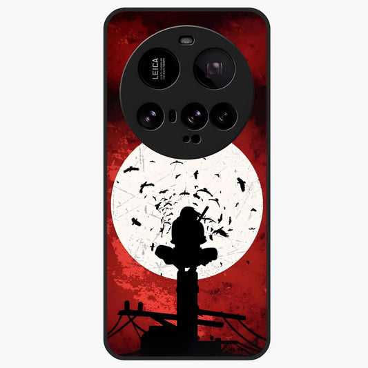 Itachi Limited Edition Naruto Anime Glass Case showing flat back view with iconic anime character artwork and glossy glass finish.