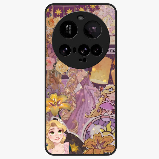 Magical Tangled Dream Glass Case showing flat back view with dreamy tangled artwork and glossy glass finish.