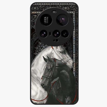 Majestic Ride Legacy Glass Case showing flat back view with powerful automotive inspired artwork and glossy glass finish.