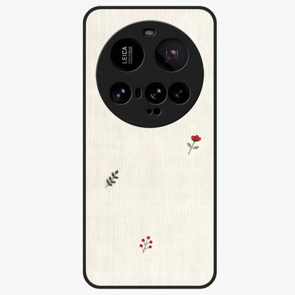 Minimal Petal Whispers Glass Case showing flat back view with soft minimal floral artwork and glossy glass finish.