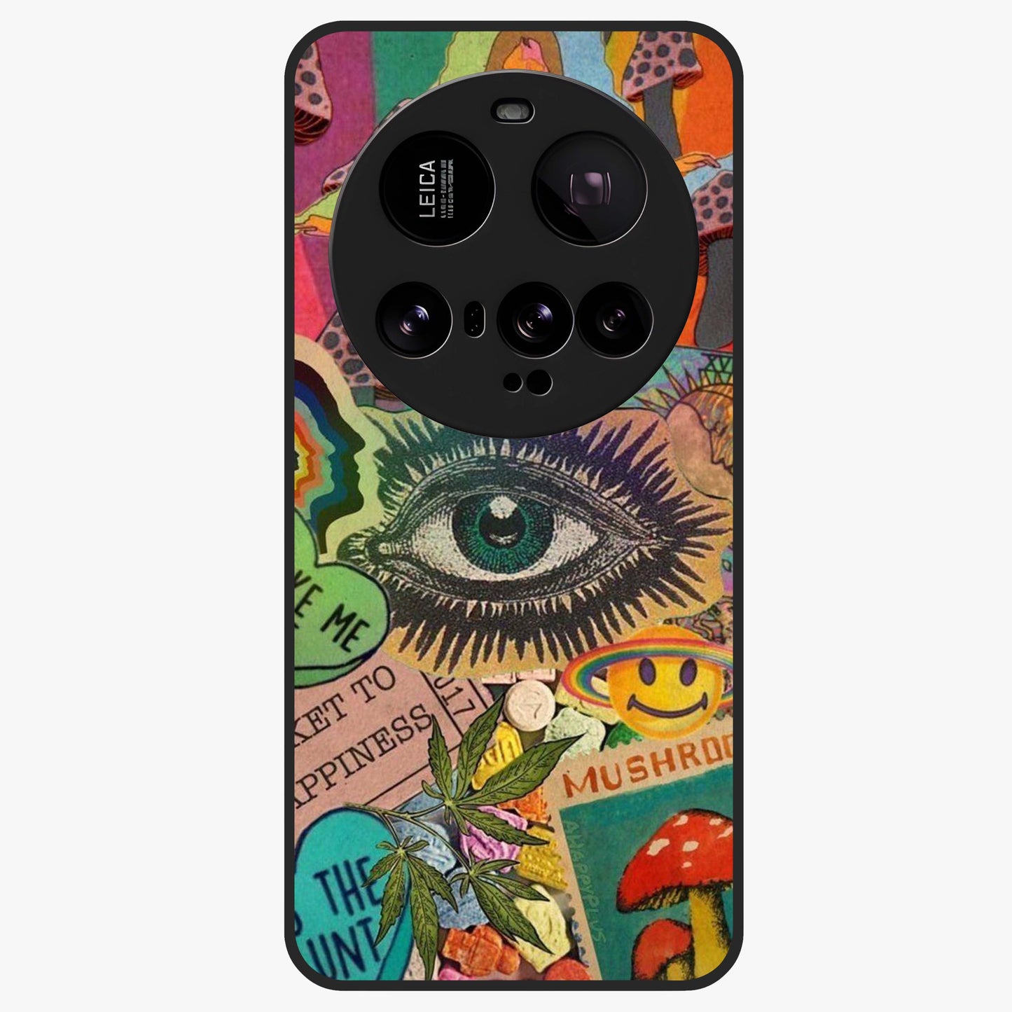 Mystic Eye Wonderland Glass Case showing flat back view with mystical eye themed artwork and glossy glass finish.