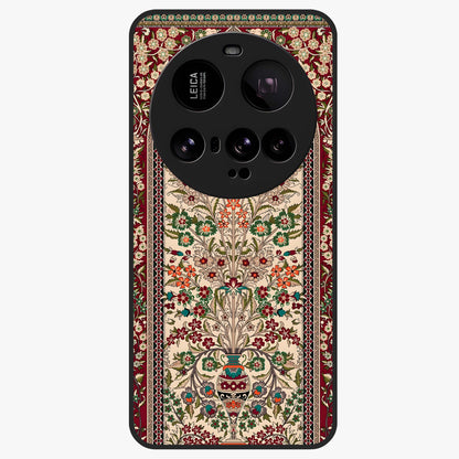 Persian Inspired Glass Case showing flat back view with ornate Persian style pattern artwork and glossy glass finish.
