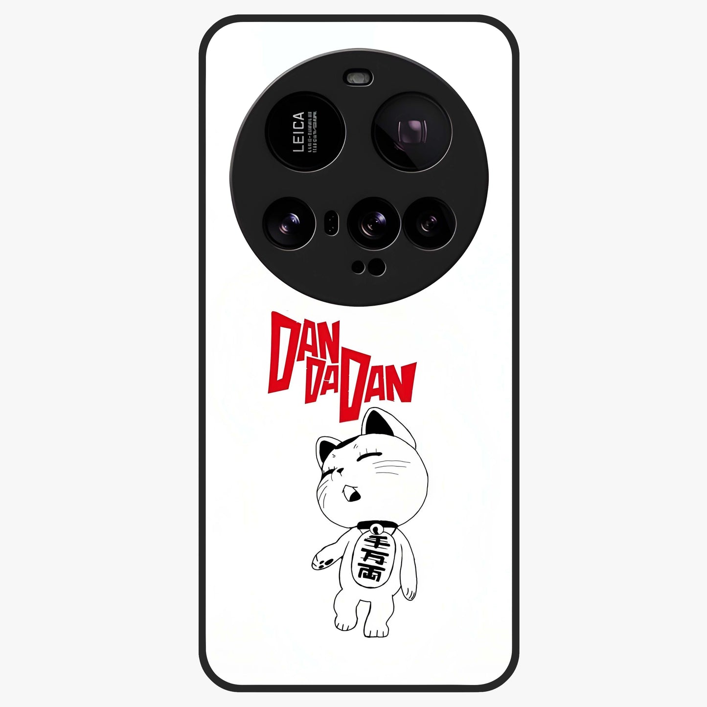 Playful Spirit Charm Glass Case showing flat back view with cheerful charm themed artwork and glossy glass finish.