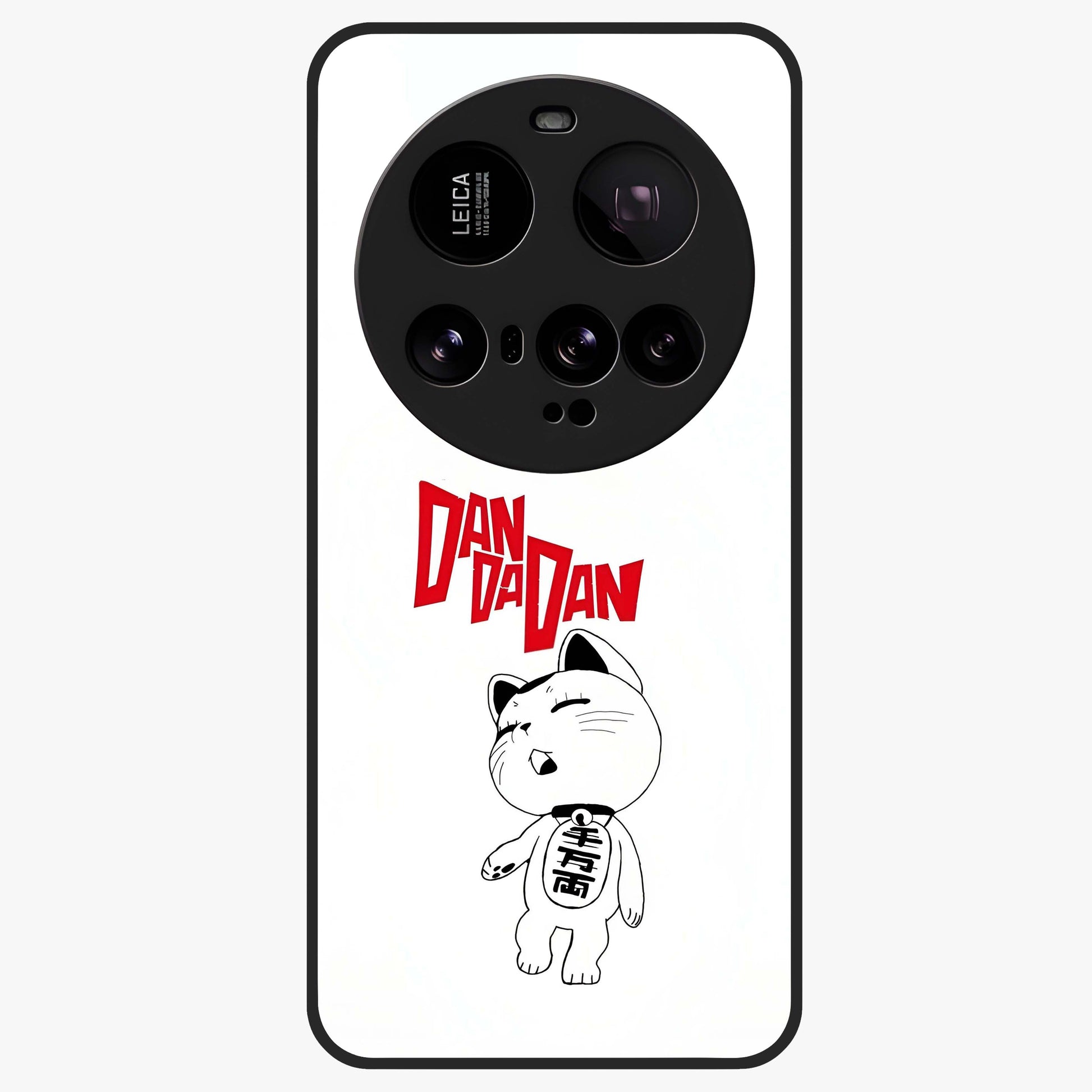 Playful Spirit Charm Glass Case showing flat back view with cheerful charm themed artwork and glossy glass finish.
