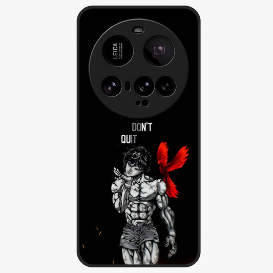 Rise Beyond Limits Glass Case showing flat back view with motivational typography artwork and glossy glass finish.
