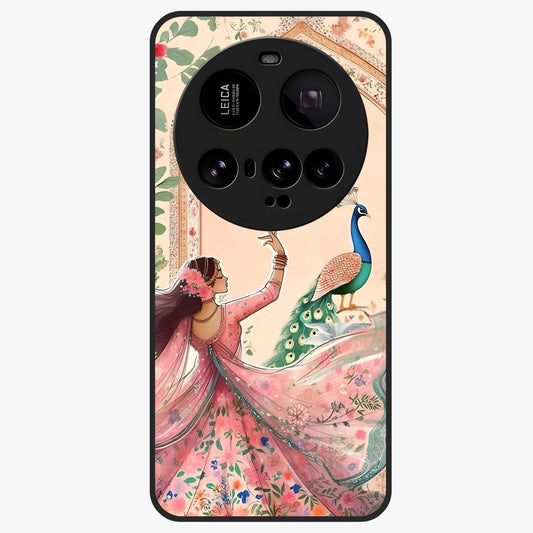 Royal Grace Muse Glass Case showing flat back view with elegant artistic artwork and glossy glass finish.