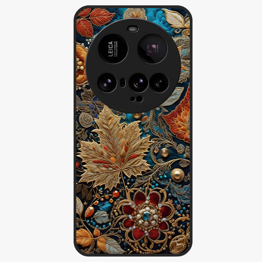 Royal Jewel Garden Glass Case showing flat back view with decorative floral garden artwork and glossy glass finish.