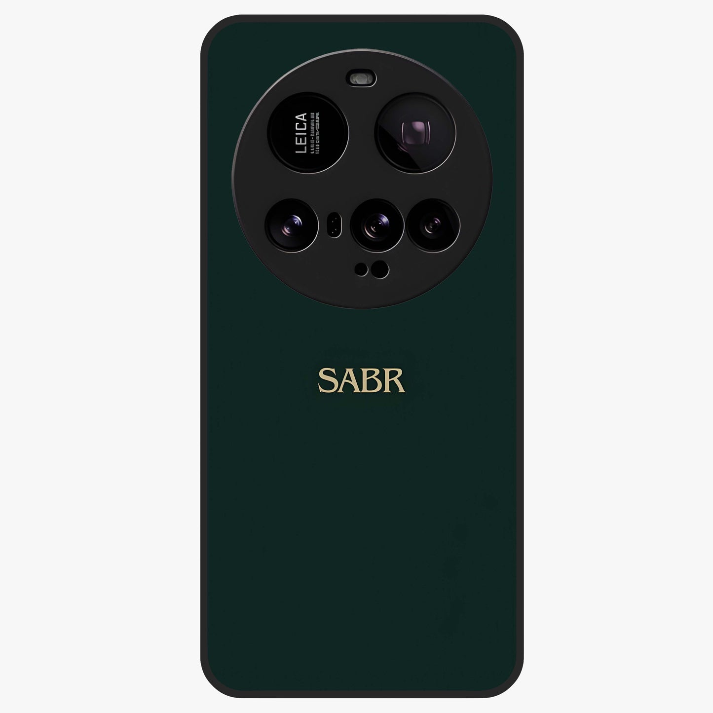 Sabr Minimal Patience Glass Case showing flat back view with minimalist typography artwork and glossy glass finish.