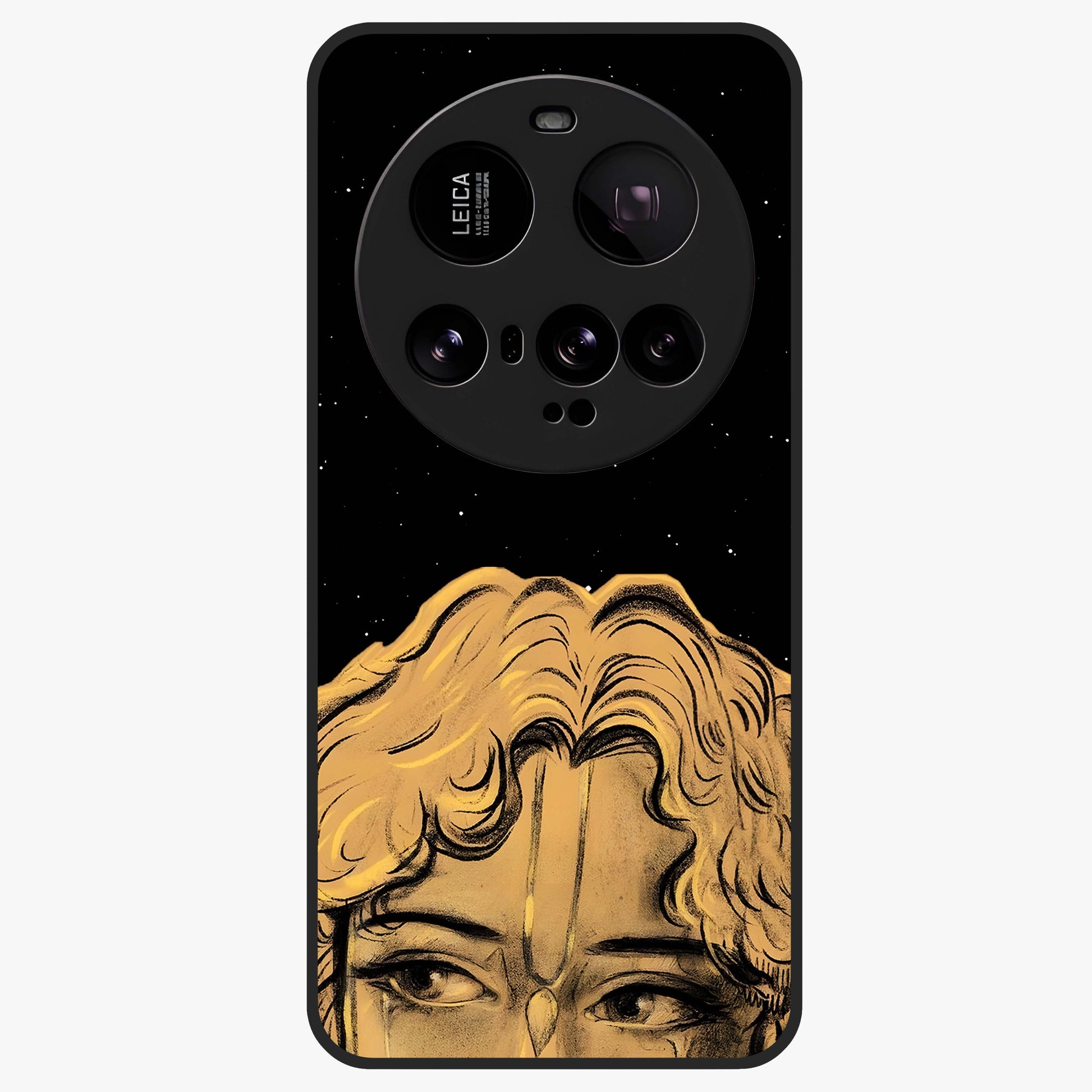 Shri Krishna Art Glass Case showing flat back view with devotional Krishna artwork and glossy glass finish.