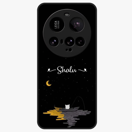 Silent Night Row Glass Case showing flat back view with calm night themed artwork and glossy glass finish.