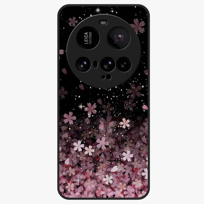 Small Starry Flowers Glass Case showing flat back view with delicate starry floral artwork and glossy glass finish.