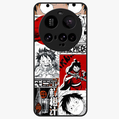 Strawhat Chaos Panels Glass Case showing flat back view with anime inspired chaos panel artwork and glossy glass finish.