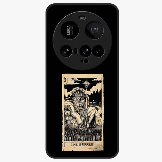 The Empress Glass Case showing flat back view with regal feminine artwork and glossy glass finish.