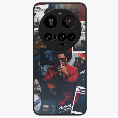 The Weeknd Glass Case showing flat back view with music inspired artistic portrait artwork and glossy glass finish.