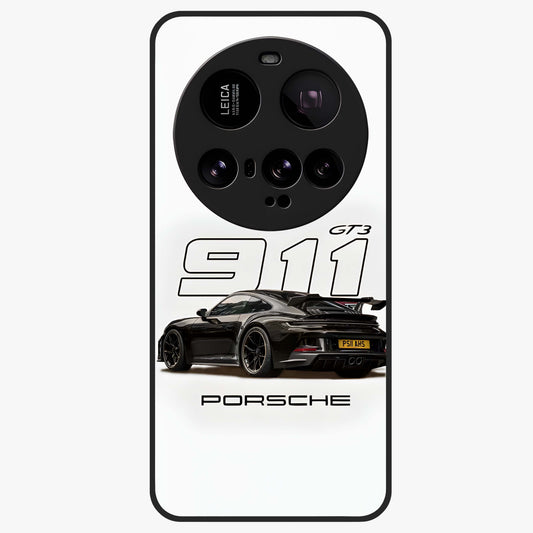 Turbo Legacy Icon Glass Case showing flat back view with iconic sports car inspired artwork and glossy glass finish.