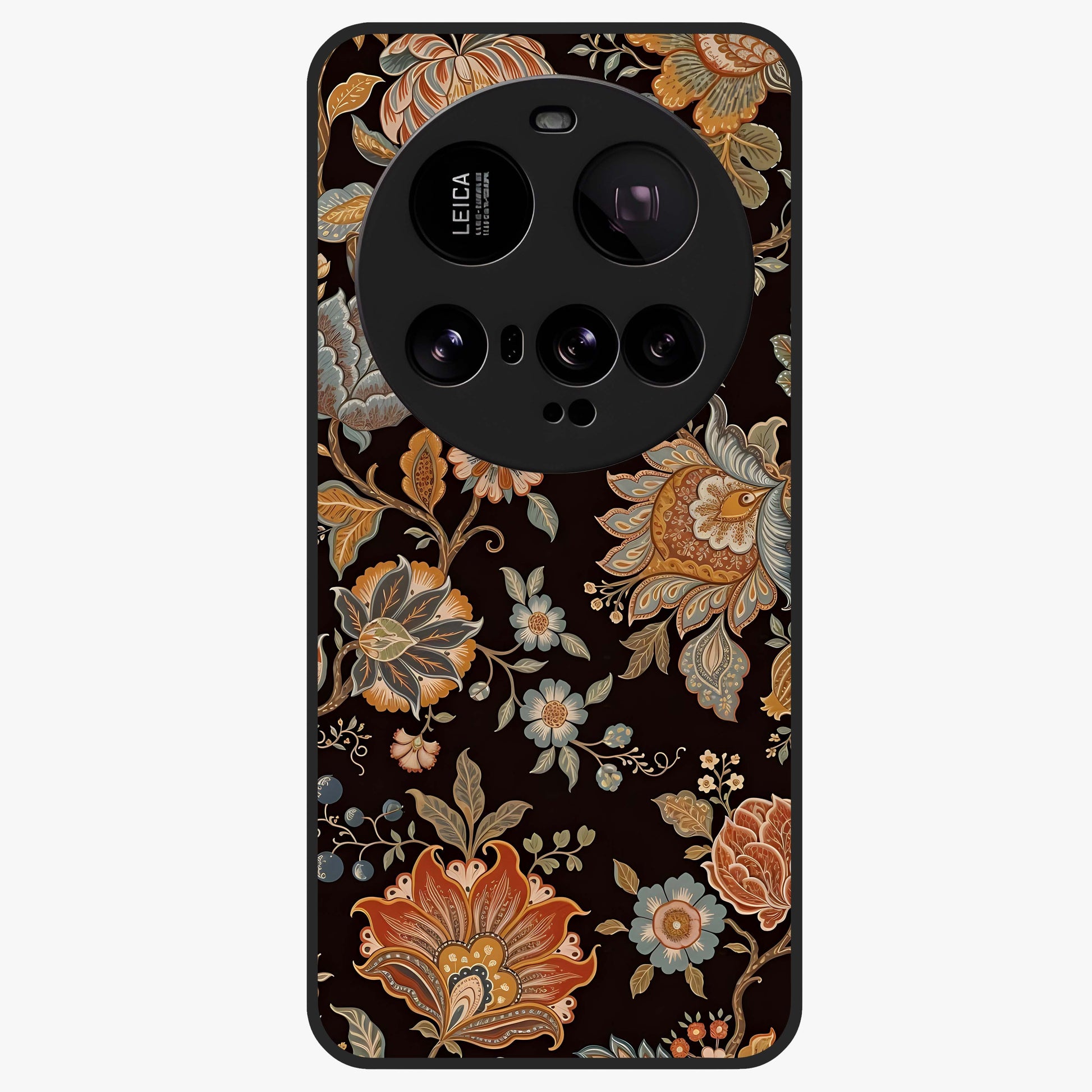 Vintage Floral Dream Glass Case showing flat back view with classic floral artwork and glossy glass finish.