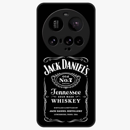 Vintage Whiskey Heritage Glass Case showing flat back view with classic whiskey inspired artwork and glossy glass finish.