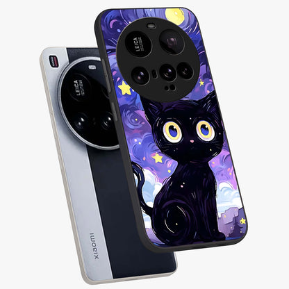Abstract Cat Art Glass Case displayed in angled mockup highlighting modern abstract cat artwork and sleek glass surface.