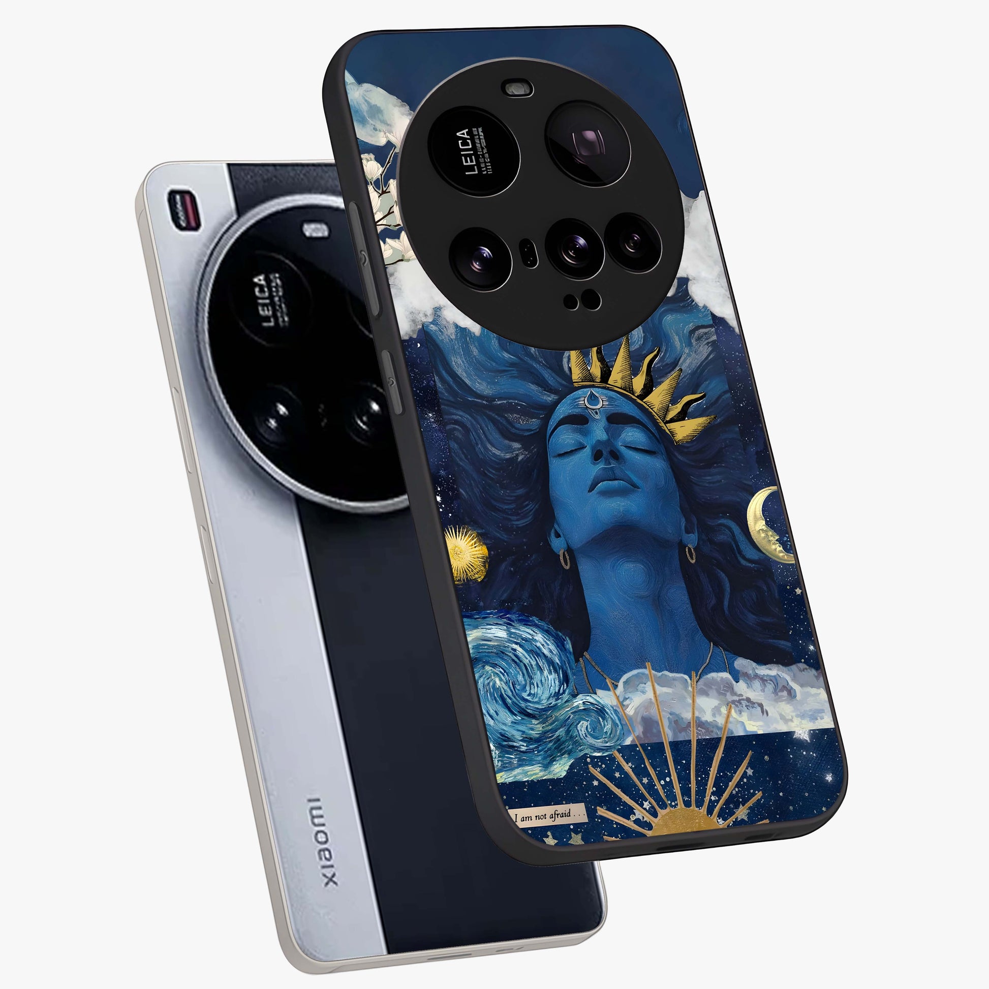 Aesthetic Lord Shiva Glass Case displayed in angled mockup highlighting spiritual Shiva illustration and sacred aesthetic design.