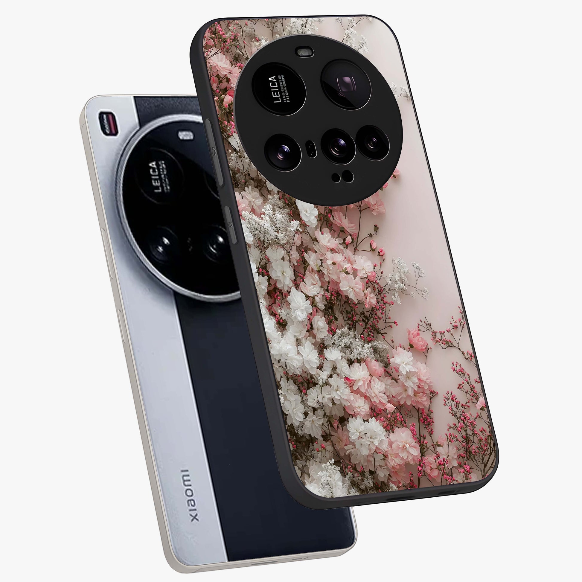 Blush Blossom Cloud Glass Case displayed in angled mockup highlighting soft cloud and blossom design with pastel aesthetic.