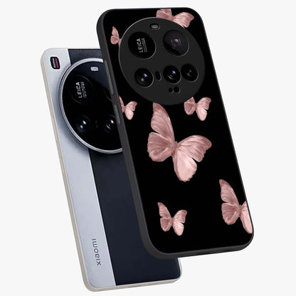 Butterfly Pattern Glass Case displayed in angled mockup highlighting delicate butterfly design and aesthetic pattern style.