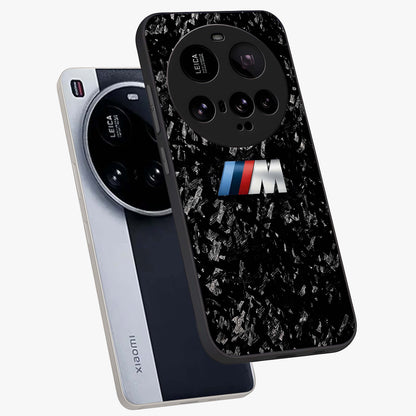 Carbon Speed Mark Glass Case displayed in angled mockup highlighting racing inspired carbon design and sleek aesthetic style.