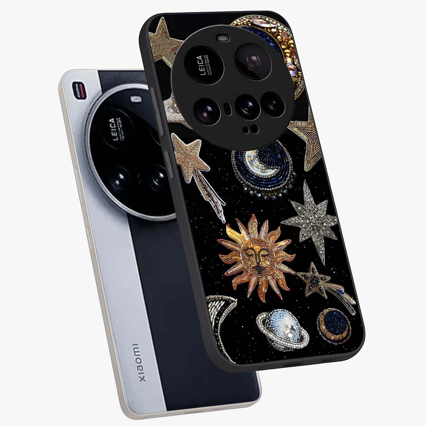 Celestial Gem Constellations Glass Case displayed in angled mockup highlighting gemstone inspired constellation design.