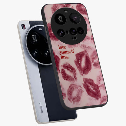 Crimson Kiss Love Glass Case displayed in angled mockup highlighting bold love inspired design with modern aesthetic style.