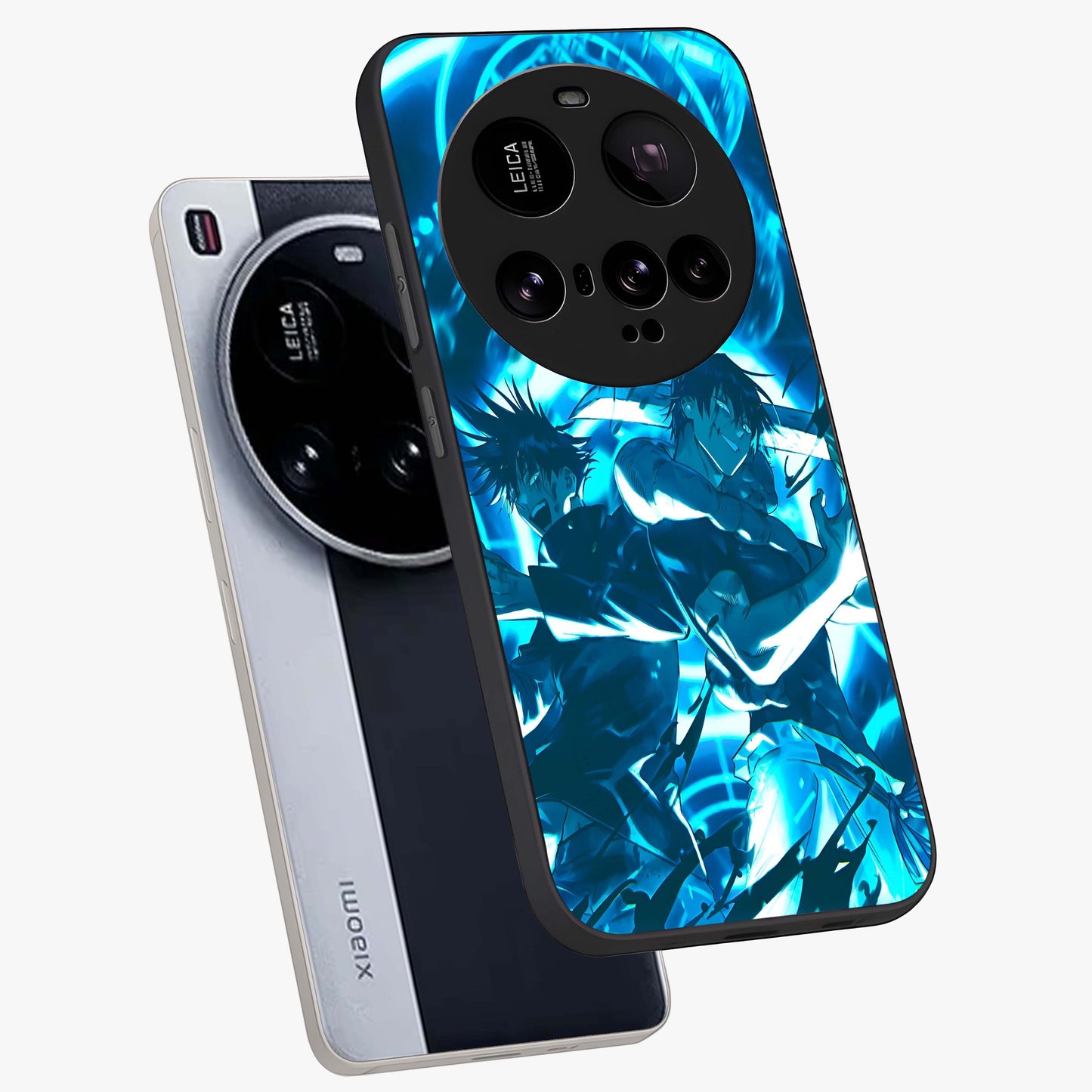 Cursed Energy Clash Glass Case displayed in angled mockup highlighting powerful battle inspired graphic with anime style aesthetic.
