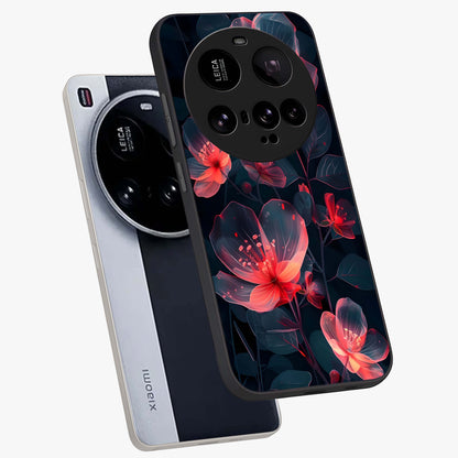Dark Shade of Flower Glass Case displayed in angled mockup highlighting moody floral illustration with aesthetic dark tones.