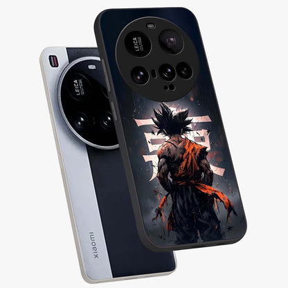Dark Warrior In Rain Glass Case displayed in angled mockup highlighting dramatic warrior illustration with dark rain aesthetic.