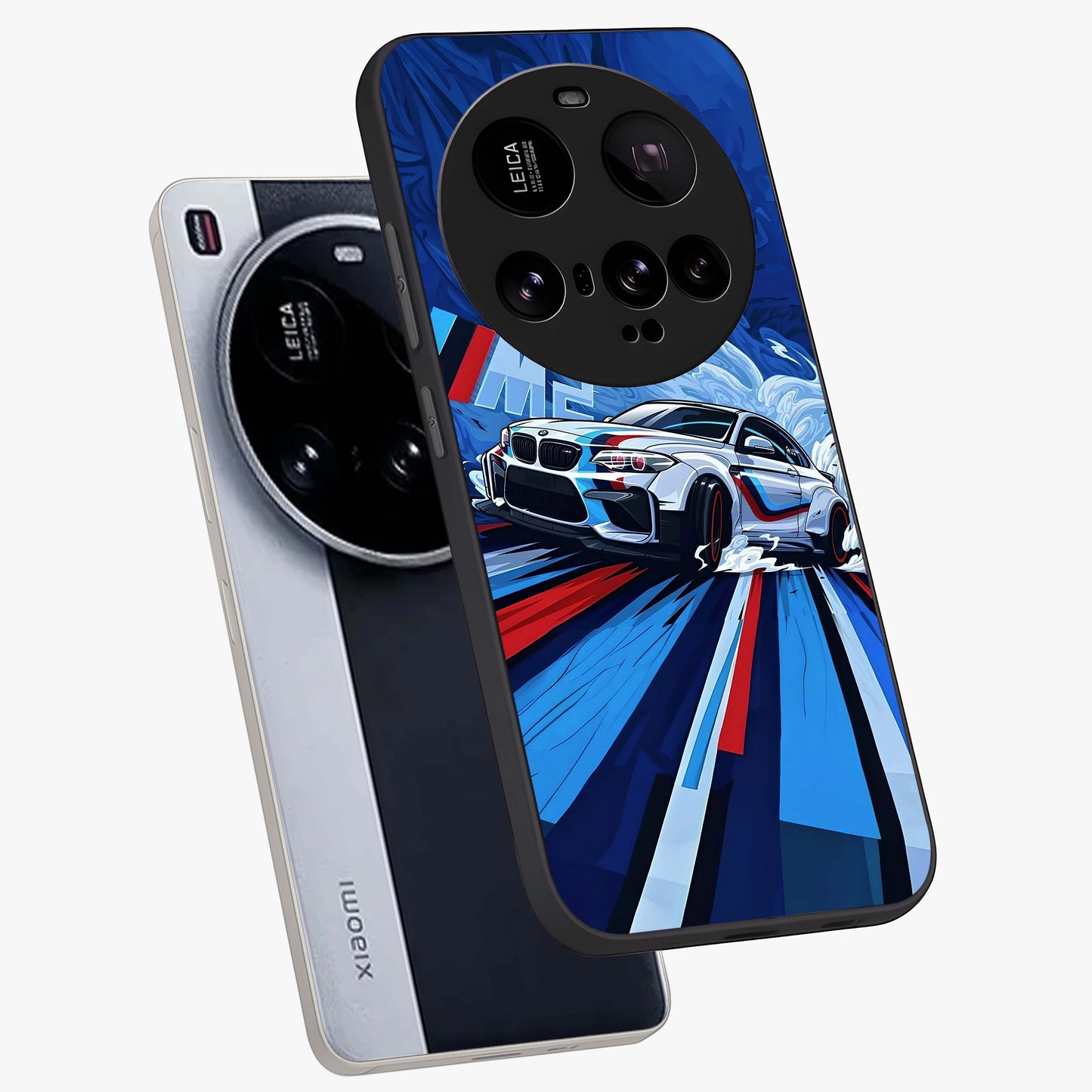 Drift Power Rush Glass Case displayed in angled mockup highlighting powerful drift car design with sporty aesthetic style.