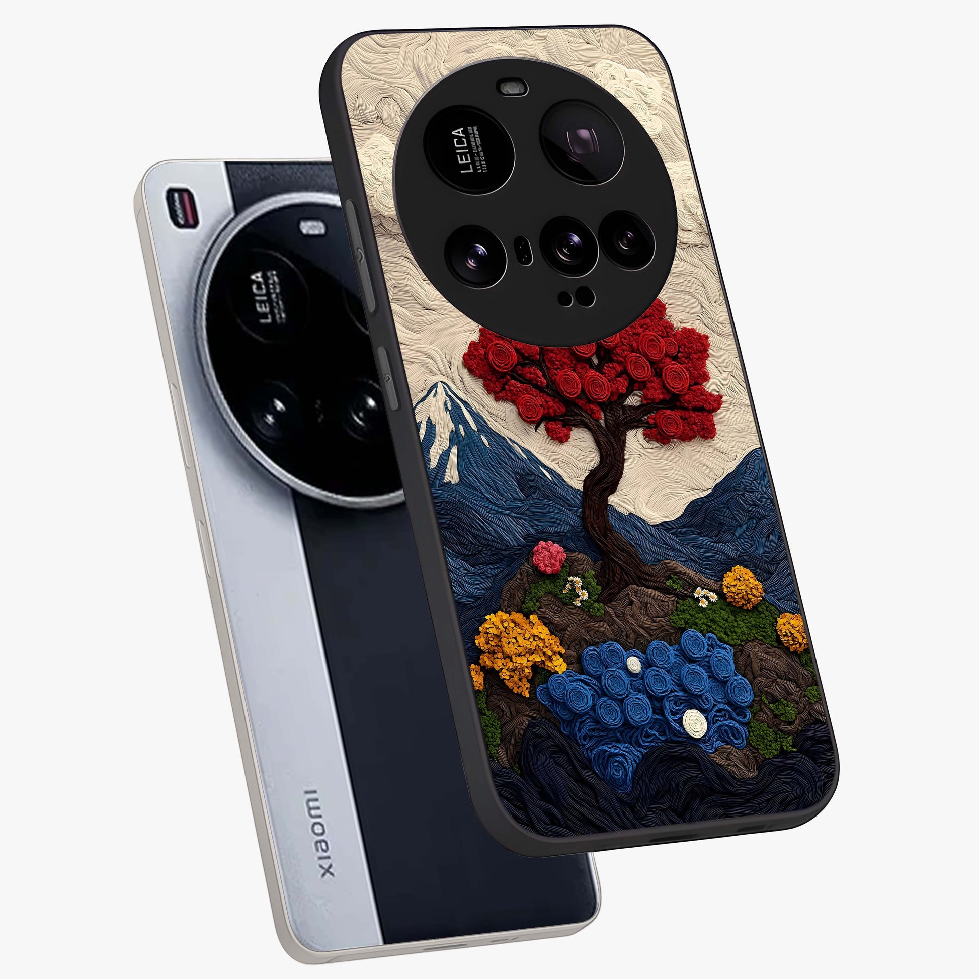 Eternal Nature Tapestry Glass Case displayed in angled mockup highlighting detailed botanical pattern with artistic aesthetic.