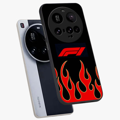 Fire F11 Glass Case displayed in angled mockup highlighting bold fire inspired graphic with energetic aesthetic style.