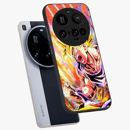 Firing Goku Glass Case displayed in angled mockup highlighting dynamic anime character design with action aesthetic.