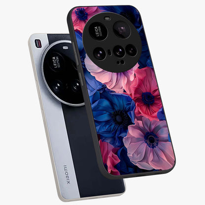 Flower Paper Art Pattern Glass Case displayed in angled mockup highlighting layered paper flower design with artistic aesthetic.