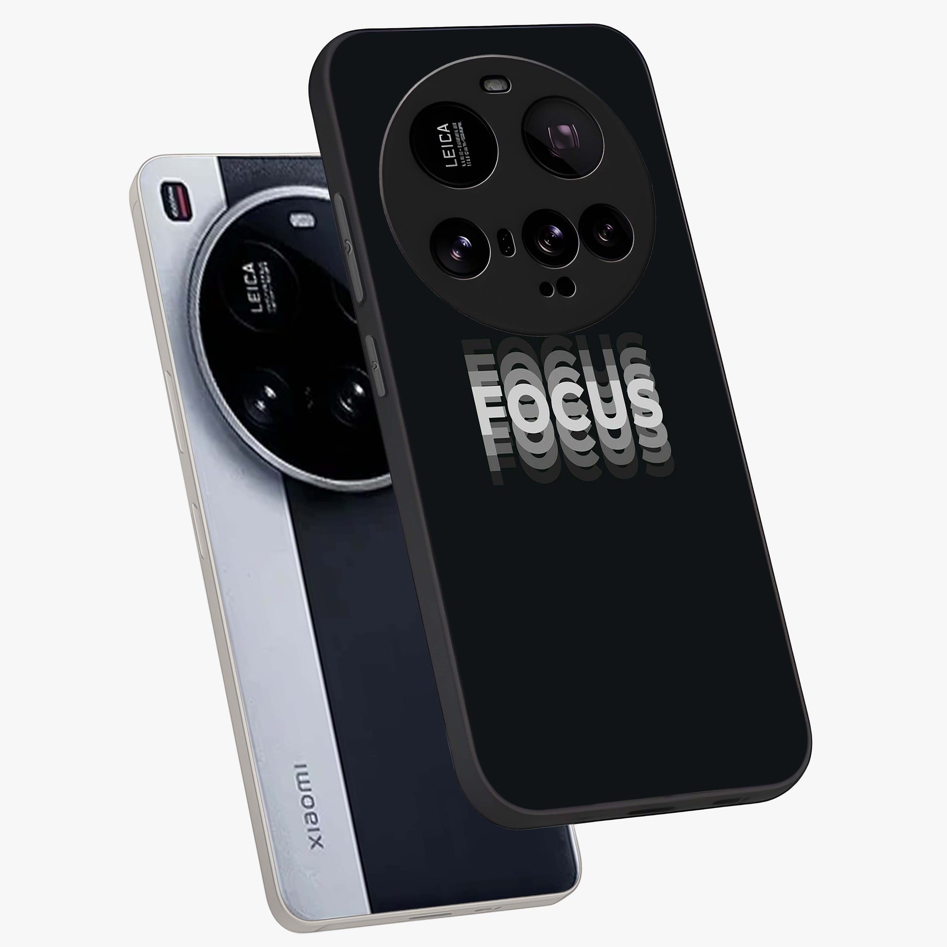 Focus Mode On Glass Case displayed in angled mockup highlighting clean minimal text artwork with modern aesthetic style.