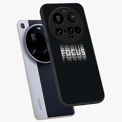 Focus Mode On Glass Case displayed in angled mockup highlighting clean minimal text artwork with modern aesthetic style.