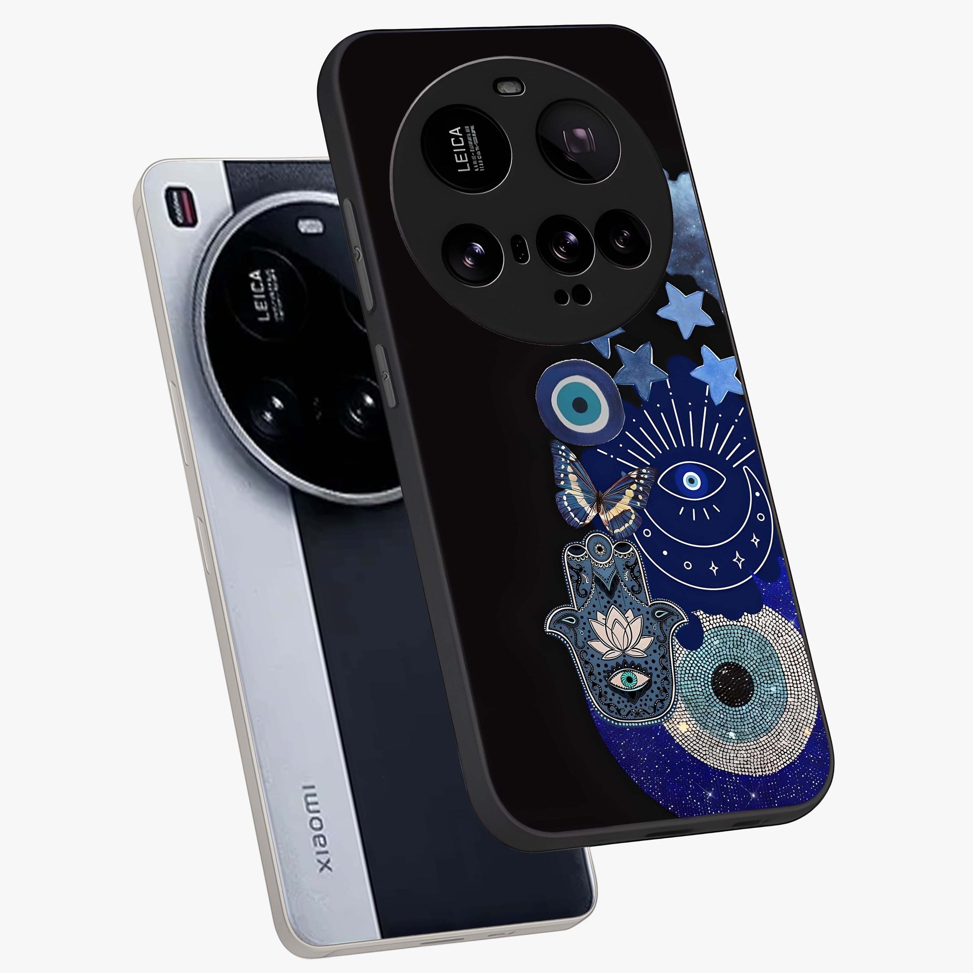 Galactic Charm Cluster Glass Case displayed in angled mockup highlighting luminous galaxy inspired design with dreamy aesthetic.