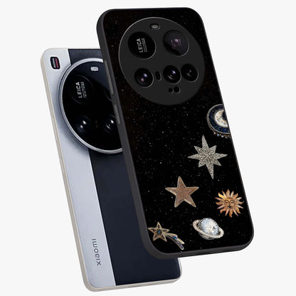 Galactic Charm Glow Glass Case displayed in angled mockup highlighting luminous galaxy inspired design with dreamy aesthetic.